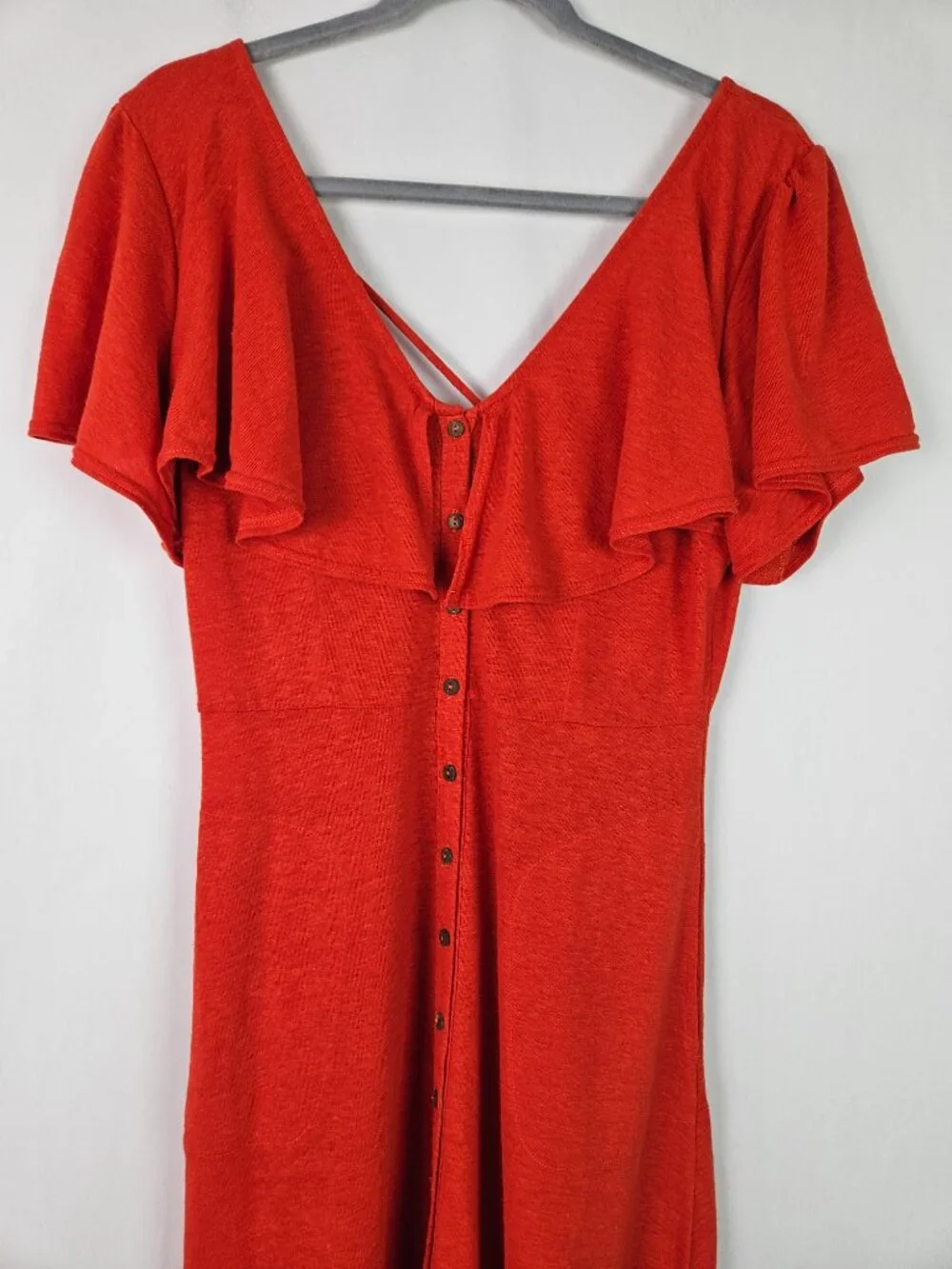 Free People Beach Messenger Linen Blend Midi Dress S
